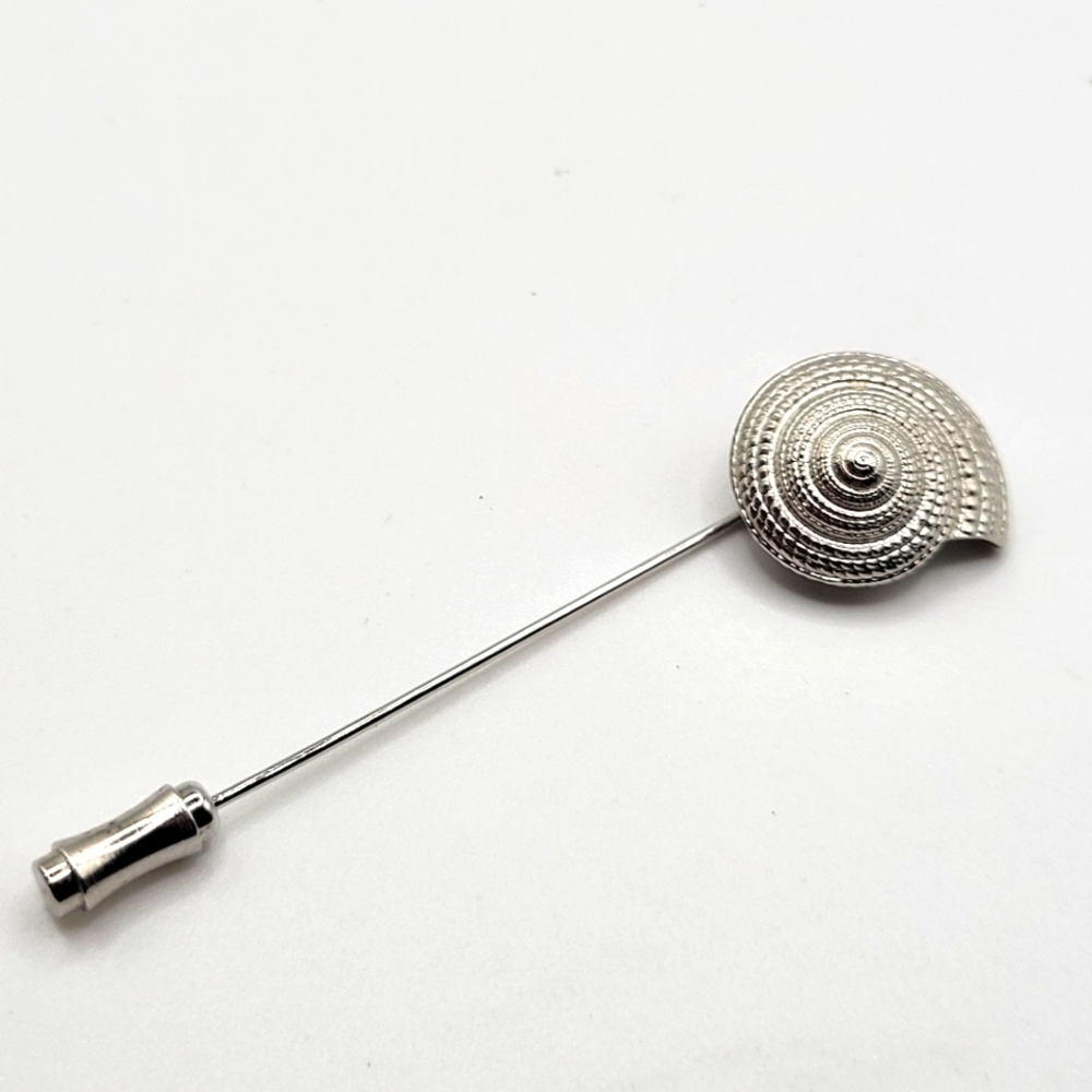 VTG "Crown" Trifari Shell Stick Pin Brooch | Silver Tone | SIGNED